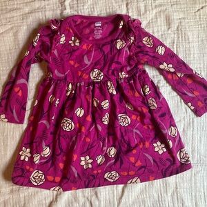 Tea Collection Floral Long Sleeve Kids Dress - Pink GUC 12-18 months
